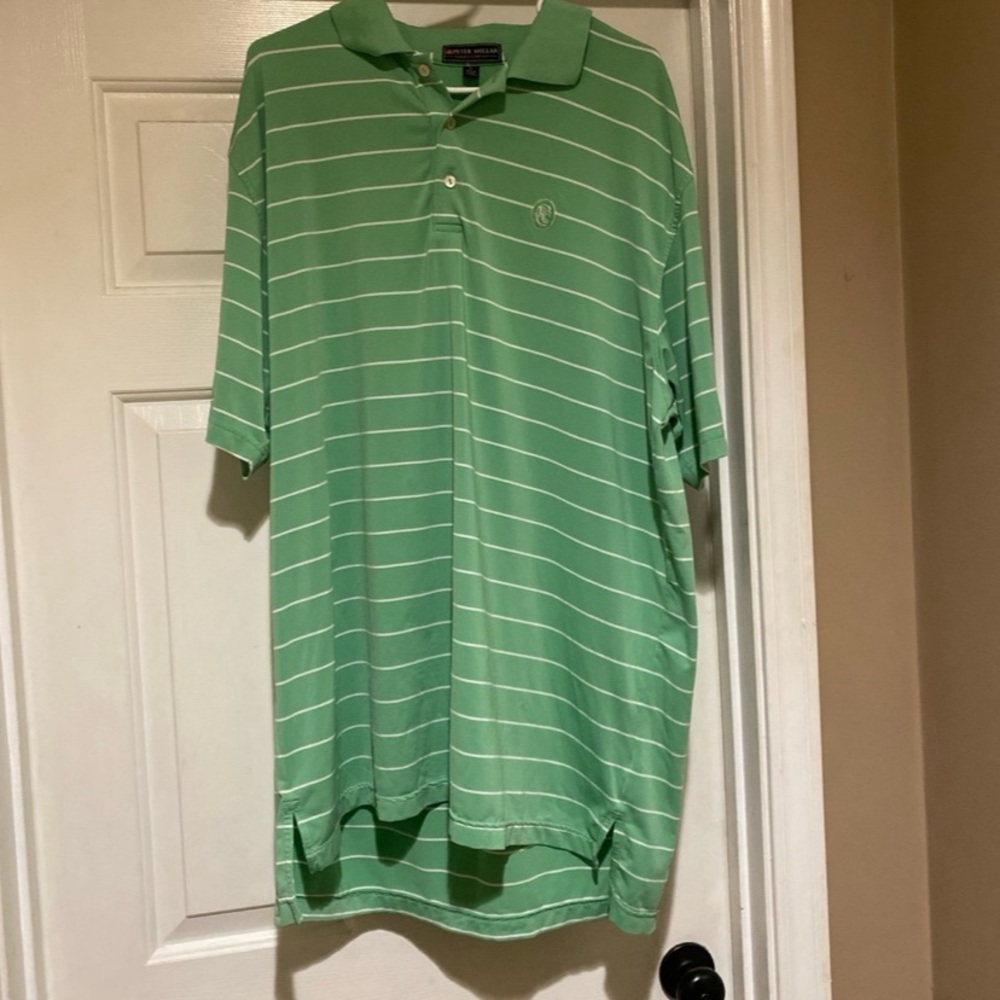 Peter Millar(Summer Comfort) Green/White Stripes Polo Size Men’s X-Large